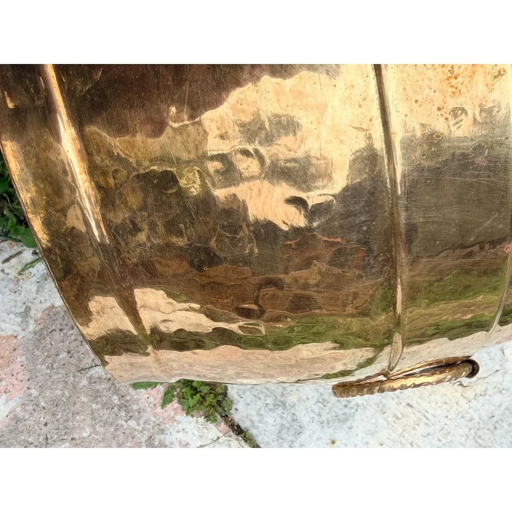 Hammered Brass Planter Large | Boho Luxe Indian Vessel, Rustic Modern Home Decor